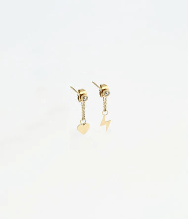 Boucles d'oreilles ZAG asymétriques en acier doré
