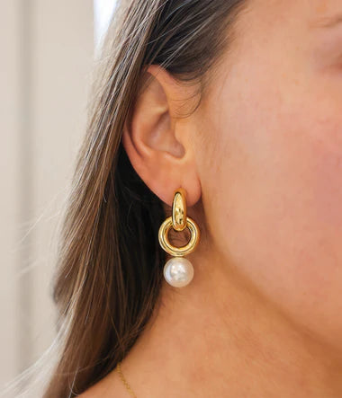 Boucles créoles LAIA en acier doré avec perles