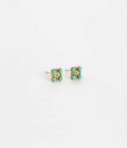 Boucles Zag Mint en acier doré et turquoises