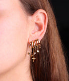 Triples Boucles d'oreilles ZAG Abril en acier doré (3 anneaux pour 1 seul perçage)