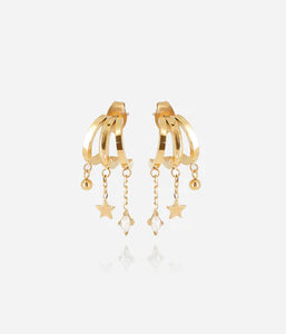 Triples Boucles d'oreilles ZAG Abril en acier doré (3 anneaux pour 1 seul perçage)