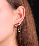 Triples boucles d'oreilles ZAG Pilar en acier doré trompe l'oeil (3 anneaux pour un seul perçage) (Copie)