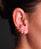 Doubles Boucles d'oreilles ZAG Angela en acier doré (2 anneaux pour 1 seul perçage)