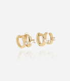 Doubles Boucles d'oreilles ZAG Angela en acier doré (2 anneaux pour 1 seul perçage)