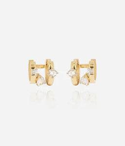 Doubles Boucles d'oreilles ZAG Yolanda en acier doré (2 anneaux pour 1 seul perçage)
