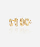 Doubles Boucles d'oreilles ZAG  en acier doré (2 anneaux pour 1 seul perçage)