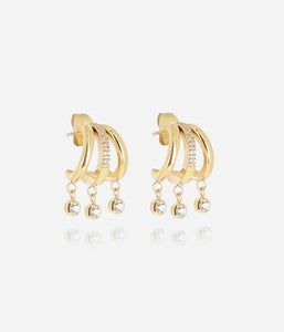 Triples Boucles d'oreilles ZAG Silvia en acier doré (3 anneaux pour 1 seul perçage)
