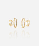 Doubles Boucles d'oreilles ZAG Ancila en acier doré (2 anneaux pour 1 seul perçage)