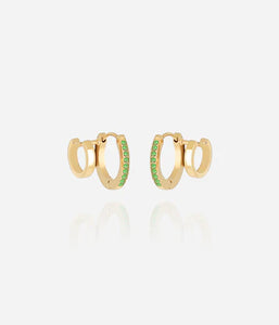 Boucles d'oreilles ZAG Uria VERT multiples trompe l'oeil (2 anneaux pour un seul perçage)