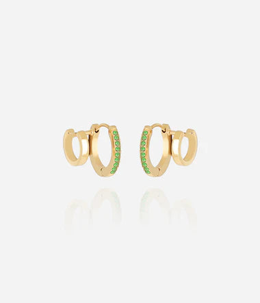 Boucles d'oreilles ZAG Uria VERT multiples trompe l'oeil (2 anneaux pour un seul perçage)