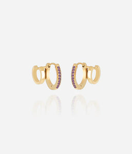 Boucles d'oreilles ZAG Uria purple multiples trompe l'oeil (2 anneaux pour un seul perçage)