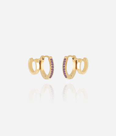 Boucles d'oreilles ZAG Uria purple multiples trompe l'oeil (2 anneaux pour un seul perçage)