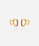 Boucles d'oreilles ZAG Uria rouge multiples trompe l'oeil (2 anneaux pour un seul perçage) (