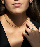 Collier ZAG Londrina en acier doré et zirconiums verts
