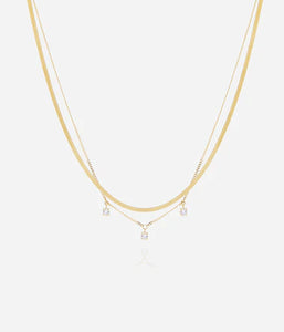 Collier ZAG Londrina en acier doré et zirconiums blancs