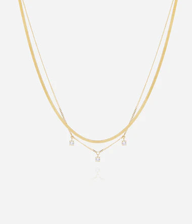 Collier ZAG Londrina en acier doré et zirconiums blancs