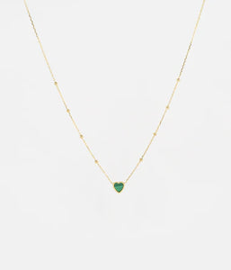 Collier Zag coeur malachite en acier doré