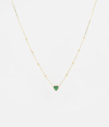 Collier Zag coeur malachite en acier doré