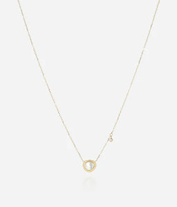 Collier ZAG Gemme en acier doré avec nacre et zirconium