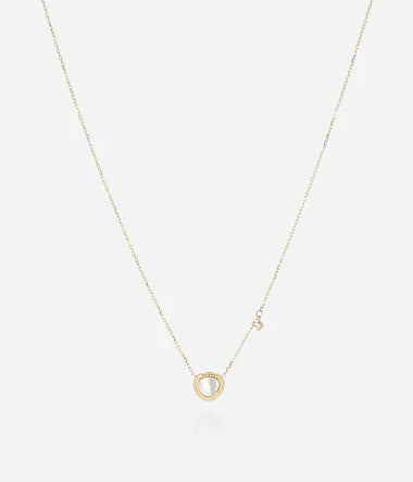 Collier ZAG Gemme en acier doré avec nacre et zirconium