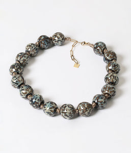 Collier ZAG Mato en acier doré et perles de céramique