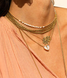 Collier ZAG Poeiti en acier doré et nacre