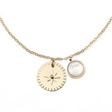 Collier ZAG Sand en acier doré et nacre
