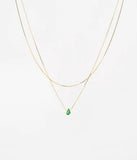 Collier ZAG Carole vert en acier doré