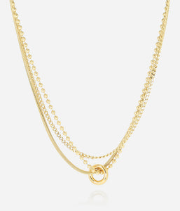 Collier triple ZAG Iguazu en acier doré