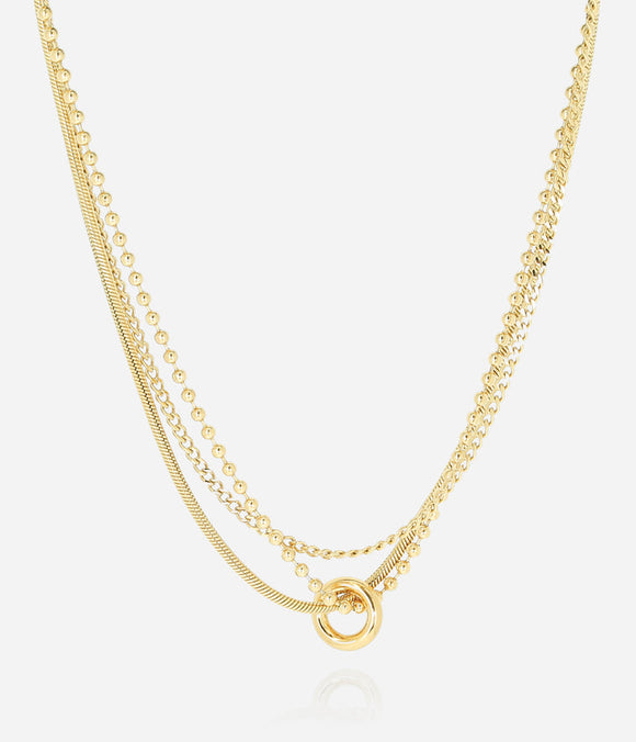Collier triple ZAG Iguazu en acier doré