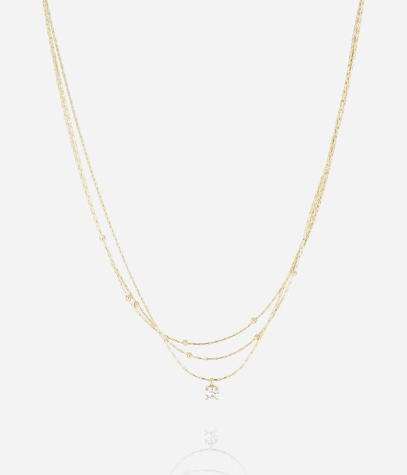 Collier triple ZAG Radieux en acier doré