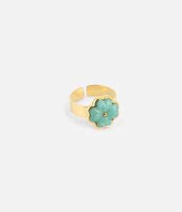 Bague ZAG Triforium en acier dorée et Amazonite