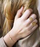 Bague ZAG Kika en acier doré avec turquoise