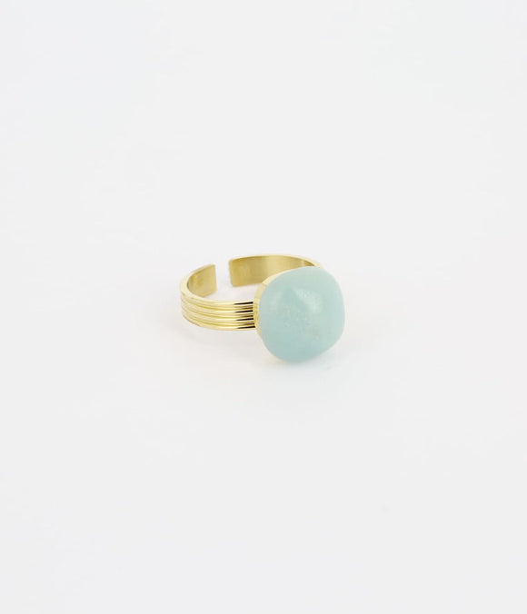 Bague ZAG Vino en acier doré avec Amazonite