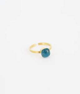 Bague Zag Mino en acier doré avec Apatite