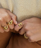 Bague ZAG Basco en acier doré