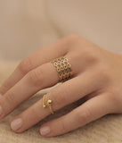 Bague ZAG Soto en acier doré