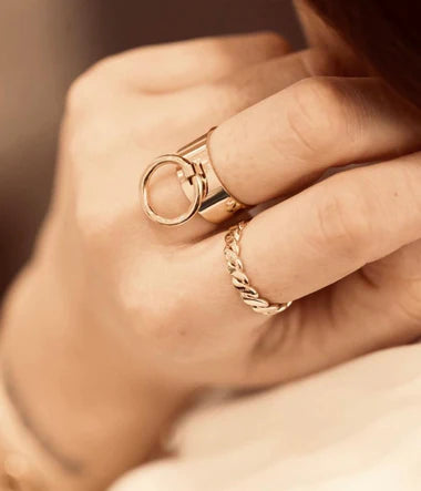 Bague ZAG Ginza en acier doré