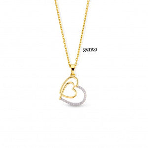 Collier coeur en plaqué or en zirconiums 755Z307