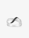 Bague en argent avec zirconiums noirs et blancs 611-3793