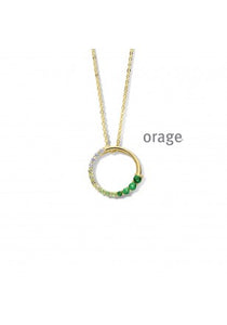 Collier Plaqué or et zirconiums vert 755Z294