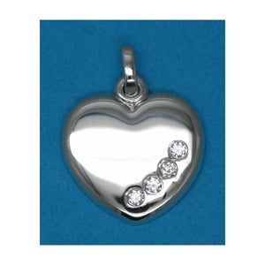 Pendentif Cœur en argent avec 3 zirconium