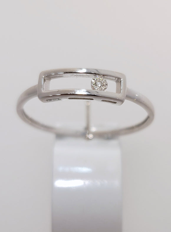 Bague or blanc 9ct et diamant 405-33