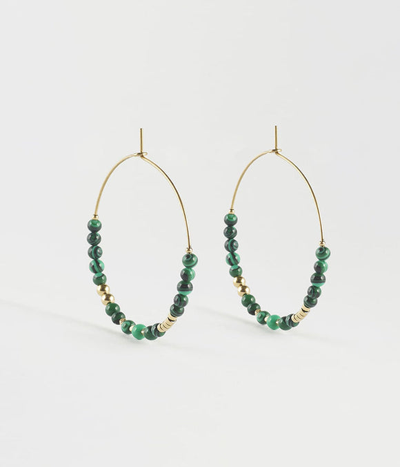 Boucles Créoles ZAG Favela avec malachite
