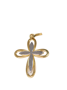 Pendentif Croix en or bicolore 18ct 369-308