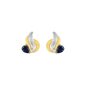 Boucles d'oreilles en or jaune 18ct saphir et diamants 384-217