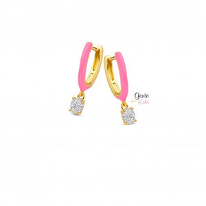 Boucles créole en plaqué or et émail rose 787-28