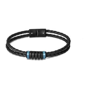 Bracelet cuir tressé noir 842-1404