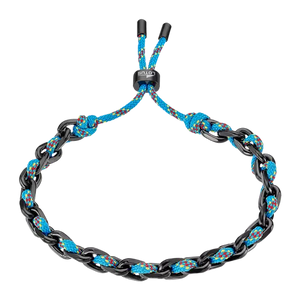 Bracelet acier noir + corde bleue 846-51