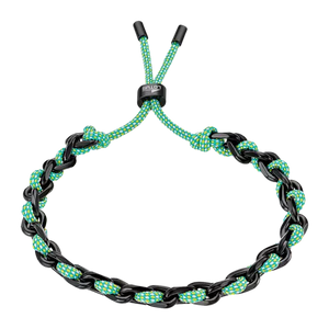 Bracelet acier noir + corde verte 846-24